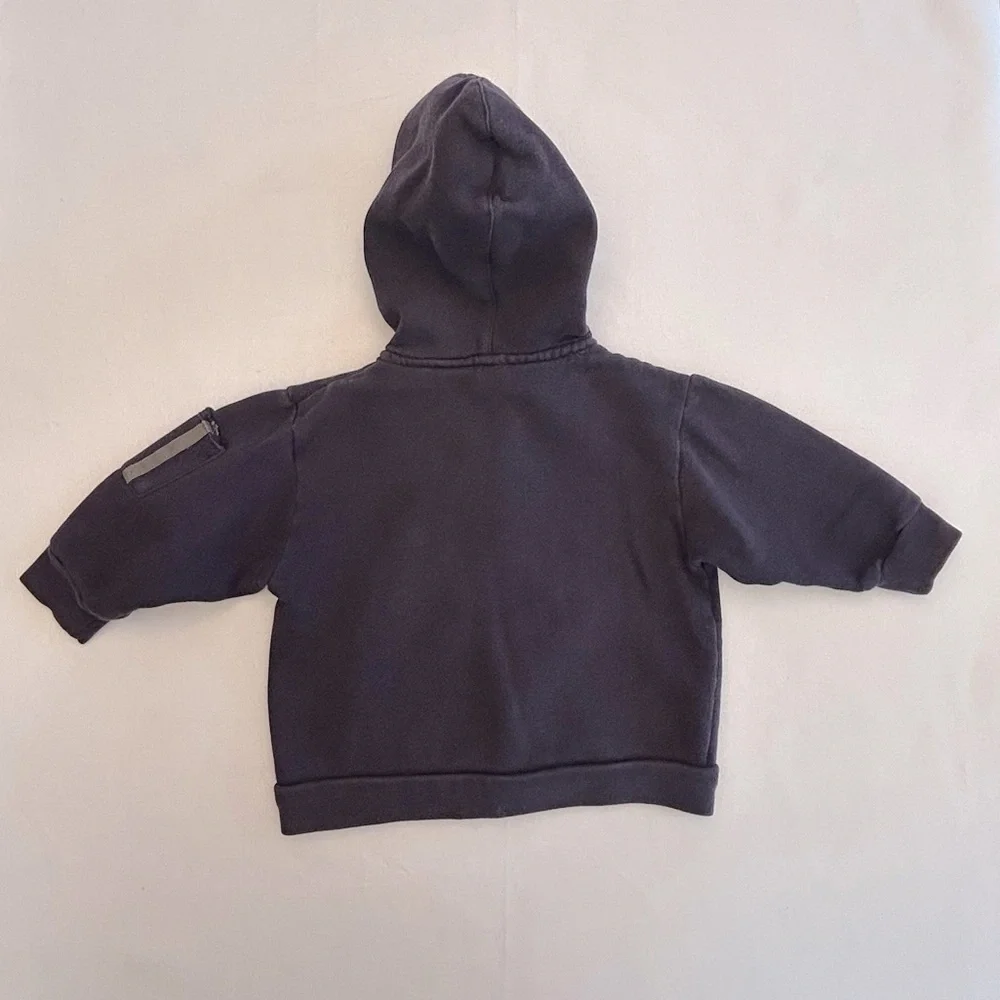 Y2K Vintage Gymboree Blue and Orange Zip-Up Hoodie Sweatshirt Size 12-18 Months